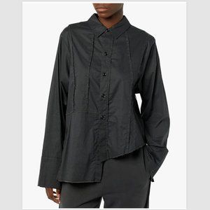RARE/SELF All-Gender Pieced Button Down Shirt Sz 4 (Womens L/Mens M)  Off Black